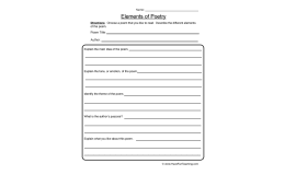 Elements of Poetry Worksheet
