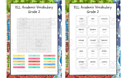 ELL Academic Vocabulary Grade 2 word search, scramble and crossword pu