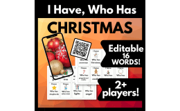 English Christmas  Vocabulary Game 2+ Players, Seasonal Card Game