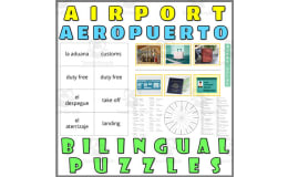 English Spanish Vocabulary Flash Cards Worksheets Puzzles AIRPORT
