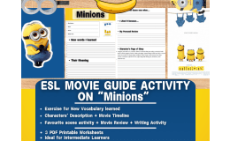 ESL Movie Guide Worksheets on "Minions"