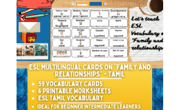 ESL Multilingual Vocabulary Flashcard - Family & Relationships - Tamil
