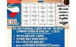 ESL Multilingual Vocabulary Flashcards - 100 most common verbs - Czech