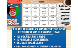 ESL Multilingual Vocabulary Flashcards - 100 most common verbs - Dari