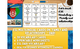 ESL Multilingual Vocabulary Flashcards - Family & Relationships - Dari