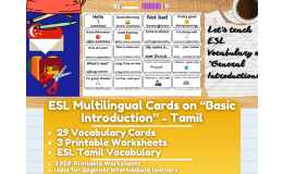 ESL Multilingual Vocabulary Flashcards - General Introduction - Tamil