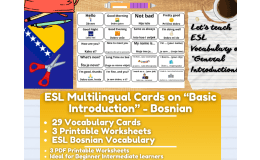 ESL Multilingual Vocabulary Flashcards - Introductions - Bosnian