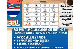 ESL Multilingual Vocabulary Flashcards - Most Common Adjectives - Thai