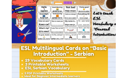 ESL Multilingual Vocabulary Flashcards on "Introductions" - Serbian