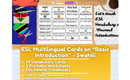 ESL Multilingual Vocabulary Flashcards on "Introductions" - Swahili