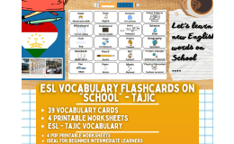 ESL Multilingual Vocabulary Flashcards - School - Tajik