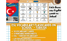 ESL Multilingual Vocabulary Flashcards - School - Turkish