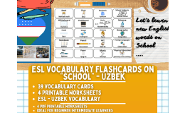 ESL Multilingual Vocabulary Flashcards - School - Uzbek