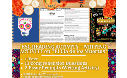 ESL Reading Comprehension + Essay Worksheets - "El Dia de los Muertos"