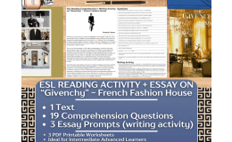 ESL Reading Comprehension + Writing Activity - Givenchy - Fashion