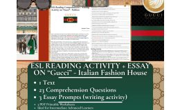 ESL Reading Comprehension + Writing Activity - Gucci - Fashion Designe