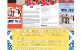 ESL Reading Comprehension + Writing Activity - Mamma Mia! - Musical