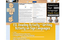ESL Reading Comprehension + Writing Activity - Sign Languages