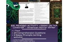 ESL Reading Comprehension + Writing Activity Worksheet - H.P Lovecraft