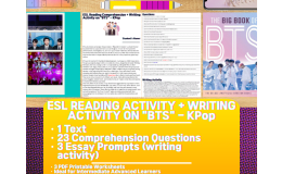ESL Reading Comprehension + Writing Activity Worksheets - BTS - KPop