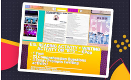ESL Reading Comprehension + Writing Activity Worksheets - BTS - KPop