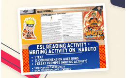 ESL Reading Comprehension + Writing Activity Worksheets on "Naruto"