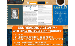 ESL Reading Comprehension + Writing Activity Worksheets on Robots