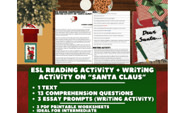 ESL Reading Comprehension + Writing Activity Worksheets on Santa Claus