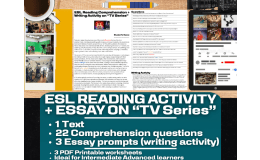 ESL Reading Comprehension + Writing Activity Worksheets - TV Series