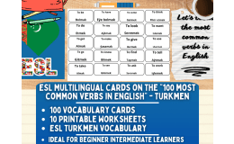 ESL Vocabulary Flashcards - 100 most common verbs - Turkmen