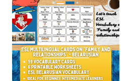 ESL Vocabulary Flashcards - Family and Relationships - Belarusian