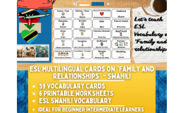 ESL Vocabulary Flashcards - Family and Relationships - Swahili