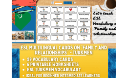 ESL Vocabulary Flashcards - Family and Relationships - Turkmen