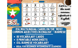 ESL Vocabulary Flashcards - Most common adjectives - Burmese