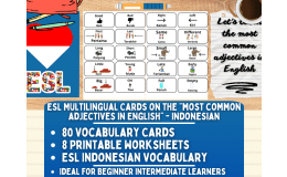ESL Vocabulary Flashcards - Most common adjectives - Indonesian