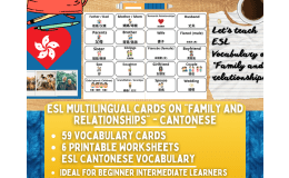 ESL Vocabulary Flashcards on "Family and Relationships" - Cantonese