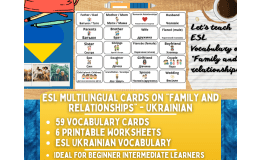 ESL Vocabulary Flashcards on "Family and Relationships" - Ukrainian