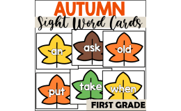 Fall Sight Word Cards for First Grade
