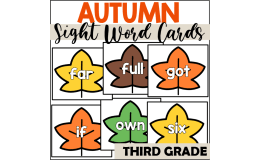 Fall Sight Word Cards for Third Grade