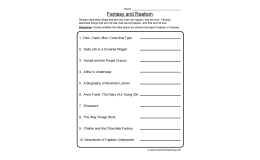 Fantasy and Realism Book Titles Worksheet