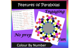 Features of Parabolas Color By Number Activity