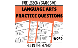 Fill in the Blanks Sample - Vocabulary Grade 3-4 (Word)