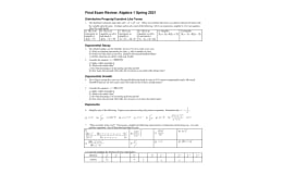 Final Exam Review: Algebra 1
