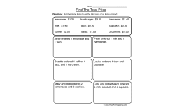 Find the Total Price Worksheet