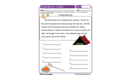 Finding Adjectives Camping Worksheet