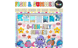 Fish Bulletin Board And Door Decor Kit: O-Fish-Ally Summer!