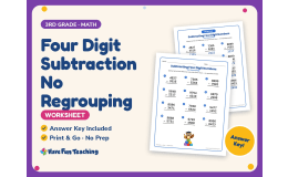 Four Digit Subtraction No Regrouping Worksheet – 3rd Grade Place Value