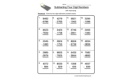 Four Digit Subtraction Regrouping Worksheet