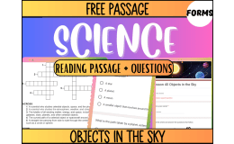 Free Reading Passage: Objects in the Sky (Google Forms)