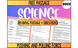 Free Reading Passage: Pushing and Pulling Forces (Google Docs)